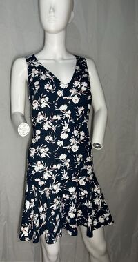 Banana Republic Women’s Tank Dress With Ruffled Bottom Size 6 Navy Floral Lined